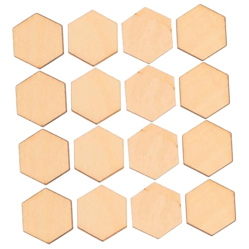 DECORNIJIA 100Stück Buchenholz Sechseckige Holzstücke DIY Handwerk Ornamente für Hochzeit und Weihnachten Dekorationen für Projekte und Feste von DECORNIJIA