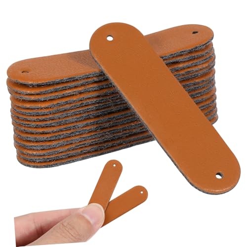 DECORNIJIA 100Stücke DIY PU Leder Etiketten Blanko Labels für Kleidung Hüte und Taschen Personalisierbar Langlebig und Wiederverwendbar für Handarbeiten von DECORNIJIA