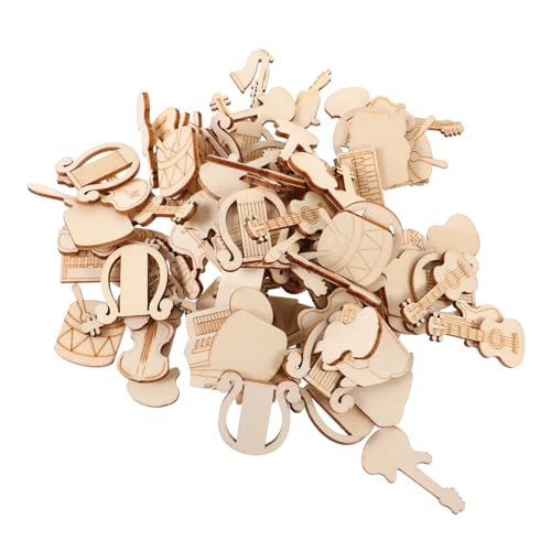 DECORNIJIA 100Stücke Unvollendete Holzscheiben Musikinstrument Form Natürliche Holzscheiben für DIY Dekoration Leicht Glatte Oberfläche zum Basteln und Gestalten von Kunstprojekten von DECORNIJIA