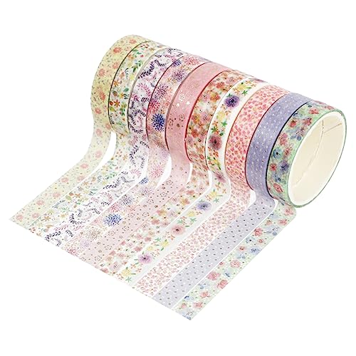 DECORNIJIA 10Rollen Washi Tape Set mit Hot Stamping Dekoratives Klebeband für Scrapbooking Journaling und DIY Verschiedene Designs Leicht Abreißbar von DECORNIJIA