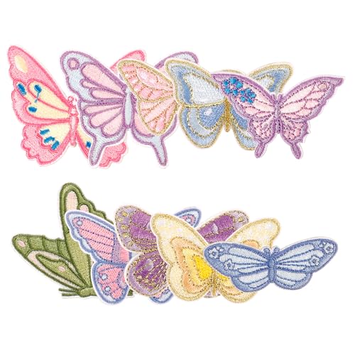 DECORNIJIA 10Stücke Schmetterlings Patches Selbstklebende Kleidung Aufnäher für Jacken T Shirts und Mehr für Kreative DIY Projekte Dekorative Mantelflecken mit Leuchtenden Farben von DECORNIJIA