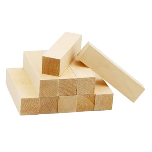 DECORNIJIA 10Stücke Unvollendete Holzblöcke Kiefernholz für DIY Schnitzerei Quadratische Holzklötze zum Basteln Holzklötze für Kunstprojekte von DECORNIJIA
