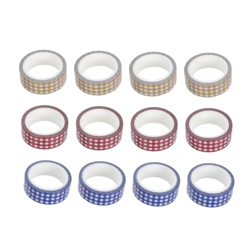DECORNIJIA 12 Rollen Teiliges Vintage Grid Washi Tape Papier Klebebänder mit Retro Gittermuster Einfach Zuschneidbar Dekorativ für DIY Handarbeit Tagebücher Scrapbooking Geschenkverpackung von DECORNIJIA