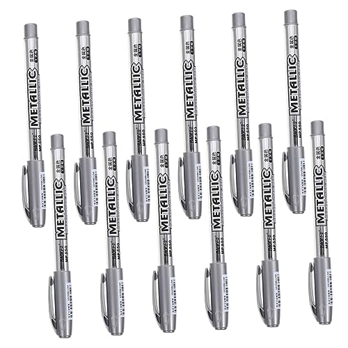 DECORNIJIA 12 Stück Metallische Markierungen Metallische Marker Unterzeichnungsmarkierungen Signiermarker Aus Metall Zeichenstifte Farbstifte Graffiti-stift Metallic-malmarker Plastik Silver von DECORNIJIA