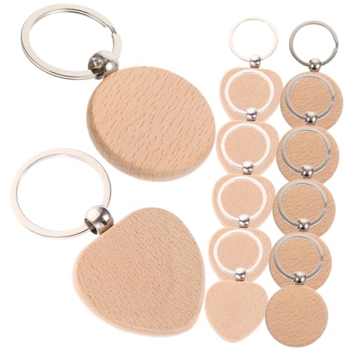 DECORNIJIA 12 Stück Teiliges Holz Schlüsselanhänger Blanks zum DIY Gestalten Polierte Oberfläche Blanko Holzanhänger für Gravur Bemalung Kreative Bastelarbeiten Geschenkidee für Taufe und von DECORNIJIA