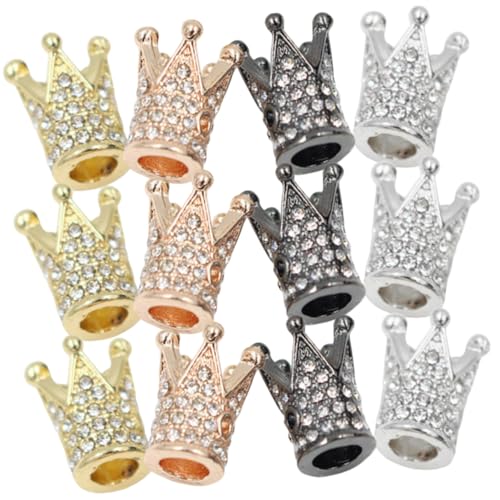 DECORNIJIA 12 Stück Teiliges Kronen Perlen mit Strass für Schmuckherstellung Feine Micro Pave Kristallperlen in Gold Silber Roségold und Gunmetal für Armbänder und Halsketten DIY DECORNIJIA 12 Stück Teiliges Kronen Perlen mit Strass für Schmuckherstellung Feine Micro Pave Kristallperlen in Gold Silber Roségold und Gunmetal für Armbänder und Halsketten DIY von DECORNIJIA