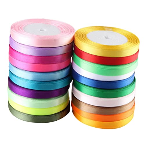 DECORNIJIA 12 Stück Teiliges Satinband Breit Seidiges Polyester Geschenkband für Schleifen Basteln Geschenkverpackung Party und Weihnachtsdekoration Bunte Farbmischung Zufällige Farbe von DECORNIJIA