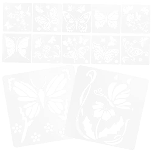 DECORNIJIA 12 Stück Teiliges Schmetterling Schablonen Wiederverwendbare Lasergeschnittene Malvorlagen für Naturmotive DIY Wand Möbel und Bastelmalerei Vielseitig Einsetzbar von DECORNIJIA