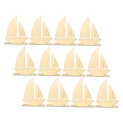 DECORNIJIA 12 Stück Teiliges Unvollendete Segelboot Holzfiguren Leichtem Holz Blanke DIY Bastelvorlagen zum Bemalen und Dekorieren für Kreative Home DIY Projekte und Handgemachte Deko von DECORNIJIA