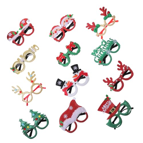 DECORNIJIA 12 Stück Teiliges Weihnachtsbrillen Xmas Foto Requisiten Partygläser Festliche Brillengestelle für Weihnachtsfeier Karneval Kostüm Zubehör von DECORNIJIA