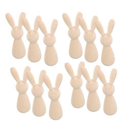 DECORNIJIA 12Stücke Unvollendete Holzkaninchen Figuren DIY für Bastelprojekte Robuste und Langlebige Hasen für Ostern und Ausmalen von DECORNIJIA