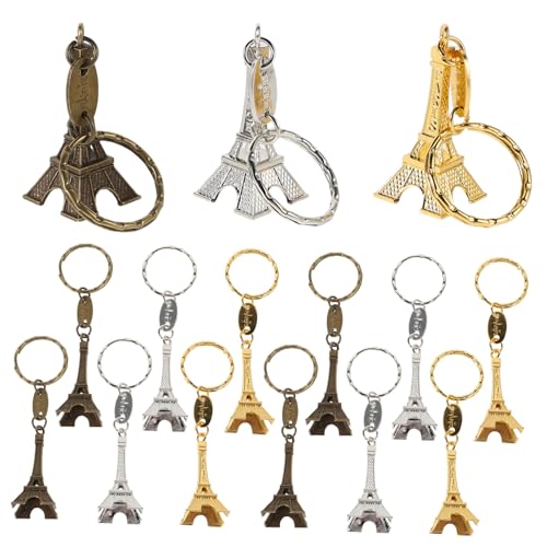 DECORNIJIA 15 Stück Eiffelturm Schlüsselanhänger Set Teilig Kreative Backpack Dekoration Retro Französische Souvenirs Zinklegierung Reiseandenken mit von DECORNIJIA