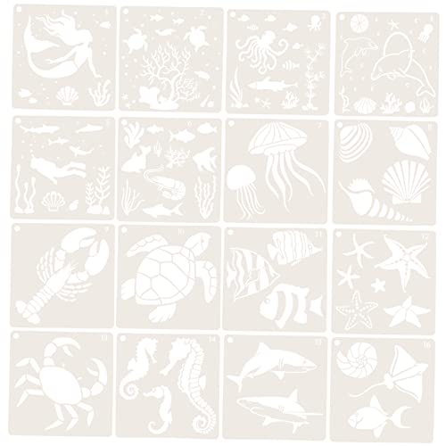 DECORNIJIA 16 Stück Teiliges Unterwasserwelt Schablonen mit Meeresbewohnern Wiederverwendbare Wandmalerei Vorlagen für DIY Bastelarbeiten Holzdekoration Scrapbooking und Kreative DECORNIJIA 16 Stück Teiliges Unterwasserwelt Schablonen mit Meeresbewohnern Wiederverwendbare Wandmalerei Vorlagen für DIY Bastelarbeiten Holzdekoration Scrapbooking und Kreative von DECORNIJIA