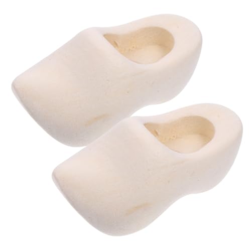 DECORNIJIA 1Paar Holzschuhe für Puppenhaus Unbemalte DIY Holzclogs Bastelbedarf für Puppenstube Mikrolandschaftsmodelle und Dekoration von DECORNIJIA