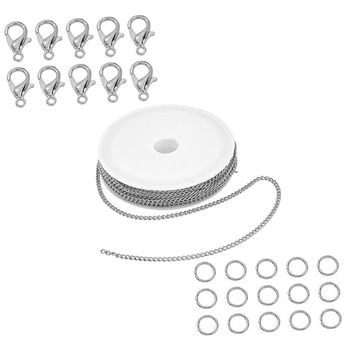 DECORNIJIA 1Satz DIY Schmuckherstellung Hummerverschlüsse und Offener Ringe Silberne Kettenmaterialien für Armbänder und Handgefertigte Schmuckzubehör für Projekte von DECORNIJIA