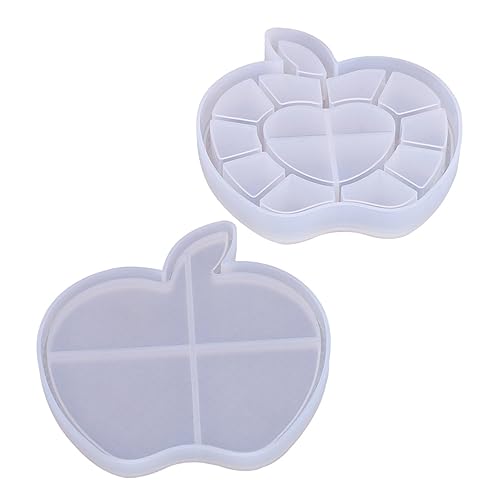 DECORNIJIA 1Satz DIY Silikonform Aufbewahrungsbox Set Apfel Form mit Flexible Gießform für Bastelprojekte und Schmuck Einfach zu Reinigen und Transportieren von DECORNIJIA