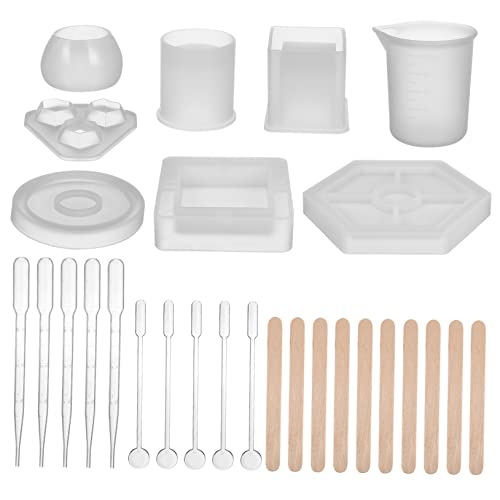 DECORNIJIA 1Satz Silikonformen für DIY Kunstprojekte Teiliges Gießform Kit Elastischem Silikon für Harzarbeiten für Schmuck Untersetzer und Mehr von DECORNIJIA