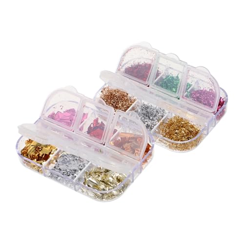 DECORNIJIA 2 Boxen Holographische Metallic Nagelfolie Bunte Aluminiumflocken Silber Farbige Nageldekorationen Langlebige Nail Art Folien für DIY Maniküre Mädchen Frauen von DECORNIJIA