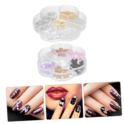 DECORNIJIA 2 Boxen Nagelperlen Nail Gems mit Farbigen Schmetterlings Stahlperlen Nail Rhinestones für Kreative Schmuck dekor Vielseitige für Individuelle Designs von DECORNIJIA
