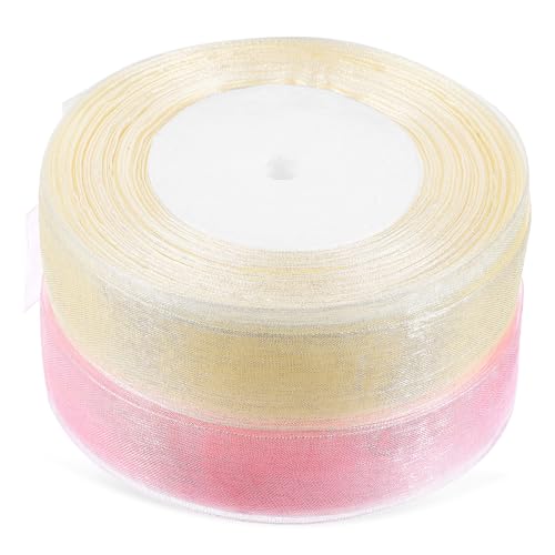 DECORNIJIA 2 Rollen Geschenkband Lang Transparentes Schneegarn Dekoband Rosé für Geschenkverpackung Bastelprojekte Hochzeiten Weihnachten Babyfeiern DECORNIJIA 2 Rollen Geschenkband Lang Transparentes Schneegarn Dekoband Rosé für Geschenkverpackung Bastelprojekte Hochzeiten Weihnachten Babyfeiern von DECORNIJIA