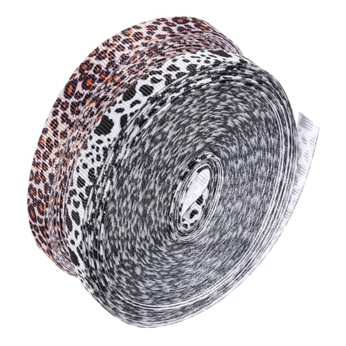 DECORNIJIA 2 Rollen Geschenkband mit Kuh Leopardenmuster Polyesterbänder für Haaraccessoires DIY Schleifen Langlebiges Bastelband Vielseitig für Geschenkverpackung und Haarbänder von DECORNIJIA