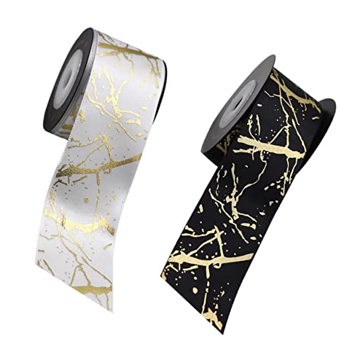DECORNIJIA 2 Rollen Hochwertiges Geschenkband Polyester Breit Yards Schleifenband mit Goldprägung für Geburtstag Dekoration Blumensträuße Bastelarbeiten Festliche Verpackung DECORNIJIA 2 Rollen Hochwertiges Geschenkband Polyester Breit Yards Schleifenband mit Goldprägung für Geburtstag Dekoration Blumensträuße Bastelarbeiten Festliche Verpackung von DECORNIJIA