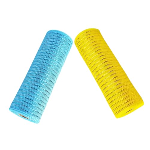 DECORNIJIA 2 Rollen Osterdekorationsnetzwerk Ostern-Poly-Mesh-Band Ostern Mesh-Band Geschenkband Mesh Kunststoff Dekoration frühlingsdeko Drahtgeflechtband osterkranz dekorationen Plastik von DECORNIJIA