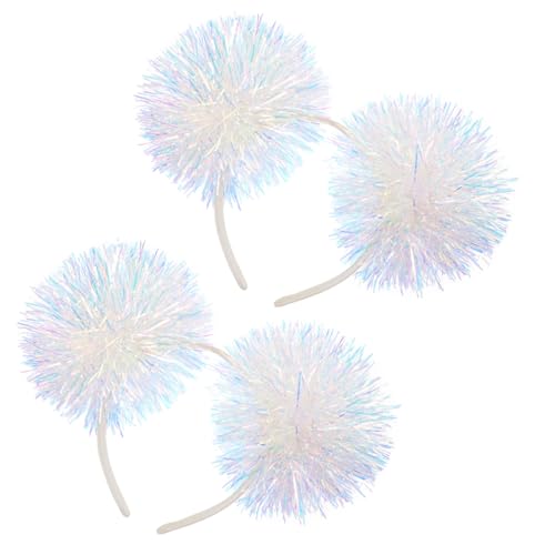 DECORNIJIA 2 STÜCK Haarreif mit Lametta Pompom Dehnbar Festlich für Party Cosplay Weihnachten Modisches Haarschmuck Weiß von DECORNIJIA
