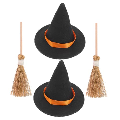 DECORNIJIA 2 Sätze Halloween Mini Hexenhut und Besen Teilig Niedliche Miniatur Hexenhüte und Kleine Besen für Puppenhaus Dekoration Halloween Party Bastelzubehör und Mini DECORNIJIA 2 Sätze Halloween Mini Hexenhut und Besen Teilig Niedliche Miniatur Hexenhüte und Kleine Besen für Puppenhaus Dekoration Halloween Party Bastelzubehör und Mini von DECORNIJIA