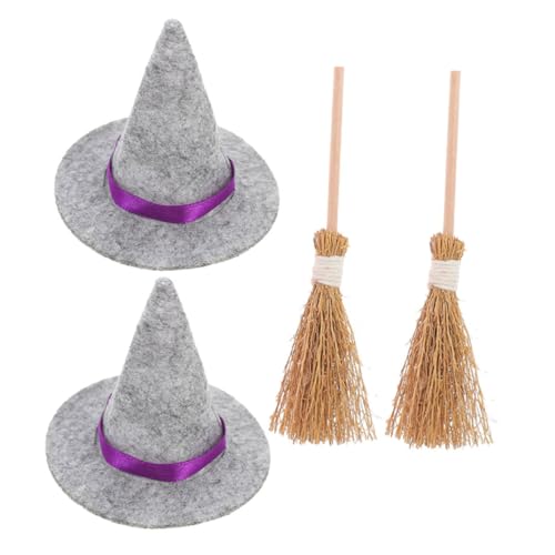 DECORNIJIA 2 Sätze Mini Halloween Hexenhüte und Kleine Besen Deko Graue Mini Hexenhut Partydeko Teilig Kleine Hexenhut und Besen Sets für Puppenhaus DIY Landschaft DECORNIJIA 2 Sätze Mini Halloween Hexenhüte und Kleine Besen Deko Graue Mini Hexenhut Partydeko Teilig Kleine Hexenhut und Besen Sets für Puppenhaus DIY Landschaft von DECORNIJIA
