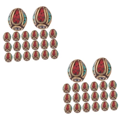 DECORNIJIA 2 Sätze Nepalese Buddha Perlen Handgemachte Messing Abstandsperlen Mit Türkis Für Diy Schmuckherstellung Vielseitige Bastelperlen Für Armbänder Und Dekorationen 20 Stück * 2 von DECORNIJIA