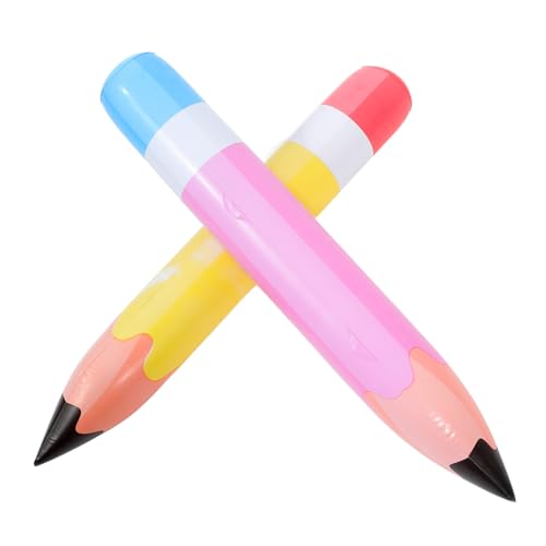 DECORNIJIA 2 Stück Aufblasbare Riesen Buntstifte Langlebige PVC Dekoration für Schulparty und Geburtstag Geruchsneutral Wiederverwendbar Auffälliges Party Accessoire in Gelb von DECORNIJIA
