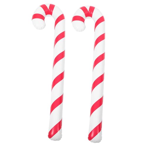 DECORNIJIA 2 Stück Aufblasbare Weihnachtskrücken Ballons Rot Weiß Zuckerstangen Deko für Weihnachtsfeier Geburtstag Party Innen Außen Festliche Dekoration von DECORNIJIA