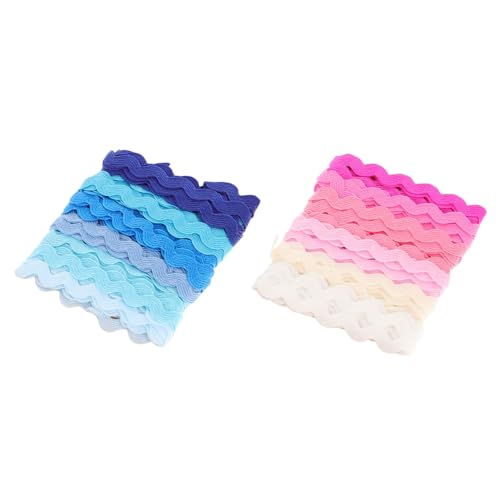 DECORNIJIA 2 Stück Buntes Gurtband Gewelltes Geschenkband Partydekorationen Dickes Satinband Gewelltes Band Fransenbänder Geschenkverpackungsband Bandbesatz Kantenbesatz von DECORNIJIA