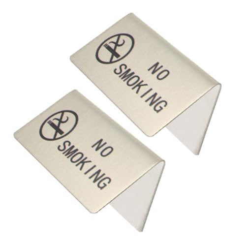 DECORNIJIA 2 Stück Edelstahl No smoking Tischschild Lesbare Rauchverbotsschilder Elegante für Zuhause Büro Öffentliche Bereiche Minimalistisches Design Flexible Platzierung von DECORNIJIA