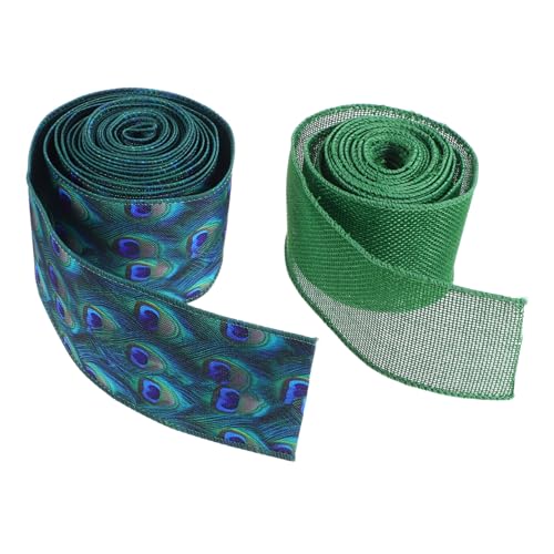 DECORNIJIA 2 Stück Grüne Dekobänder mit Drahtkante Polyester Pfauenfeder Muster Vielseitig für Weihnachtsbaum Geschenkverpackung Kränze Schleifen und Diy Heimdeko Geeignet DECORNIJIA 2 Stück Grüne Dekobänder mit Drahtkante Polyester Pfauenfeder Muster Vielseitig für Weihnachtsbaum Geschenkverpackung Kränze Schleifen und Diy Heimdeko Geeignet von DECORNIJIA