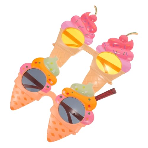 DECORNIJIA 2 Stück Hawaii Party Sonnenbrillen Eiscreme Design Leichte Kunststoffbrillen als Witzige Fotorequisiten und Partyzubehör für Sommerstrand und Luau Partys von DECORNIJIA