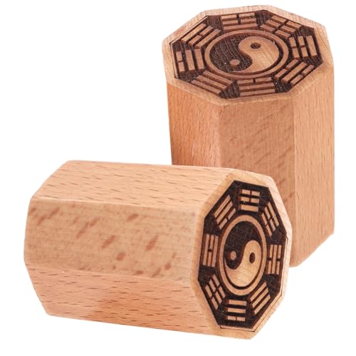 DECORNIJIA 2 Stück Holzstempel Taoistisches Bagua siegel Vintage Holzstamper mit Feiner Gravur Langlebiges Chinesisches Siegel für Feng Shui Dekoration und Traditionelle Anwendung von DECORNIJIA