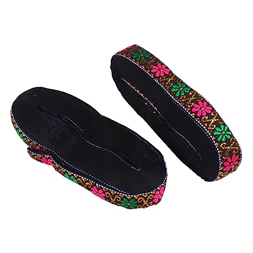 DECORNIJIA 2 Stück Jacquard-Gurtband aus Spitze schwarzer Spitzenstoff gekräuselter, plissierter Spitzenstoff haaraccessoires hair jewellery Stickerei trimmen Kleidung Spitzenbesatz Polyester von DECORNIJIA