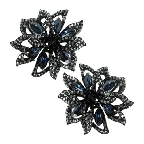 DECORNIJIA 2 Stück Koreanische Strass Haarklammer Rutschfeste Kristallblumen Haarspangen Modische Haarschmuck Clips für Frauen Elegante Ponytail Halter für Hochzeit Party Alltag von DECORNIJIA