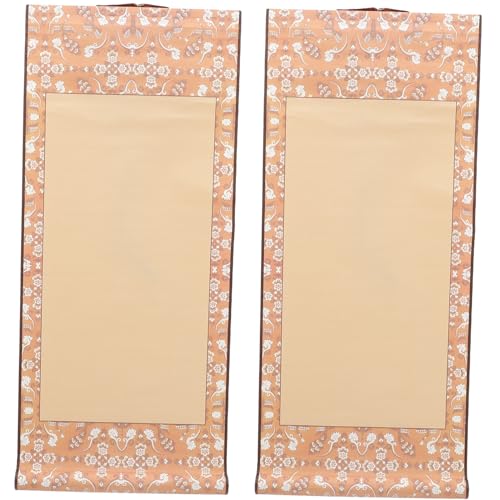 DECORNIJIA 2 Stück Leere Chinesische Malerei Papierrolle Mini Hängende Kalligraphie Schriftrolle Antik Stil Wasserabsorbierend Tragbar für Wanddekoration und Schreibübungen von DECORNIJIA