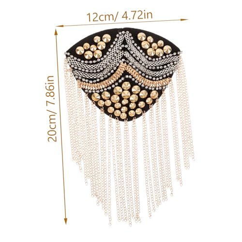 DECORNIJIA 2 Stück Punk Schulterklappen mit Nieten und Goldener Quasten Kette Teiliges Vintage Epaulet für Damen und Herren Auffälliges Kostümzubehör für Party Bühne Cosplay und Mode von DECORNIJIA