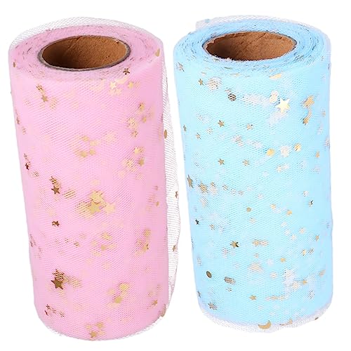 DECORNIJIA 2 Stück Rollen Stoffmaschenrolle Dekorativ Blau Fee Party aufdecken pailletten sequin wedding decoration textilien flahsh gesc Hochzeit Tüllrock Stoff Bastelbedarf für Hochzeiten von DECORNIJIA