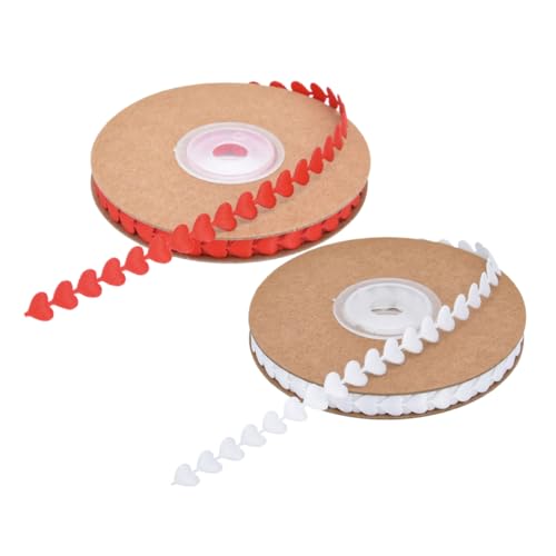 DECORNIJIA 2 Stück Satinband Weiß Rot mit Herzprägung für Valentinstag Hochzeit Muttertagsdekoration Geschenkband DIY Bastelband für Feierlichkeiten DECORNIJIA 2 Stück Satinband Weiß Rot mit Herzprägung für Valentinstag Hochzeit Muttertagsdekoration Geschenkband DIY Bastelband für Feierlichkeiten von DECORNIJIA