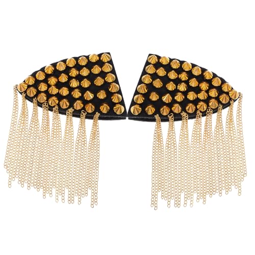 DECORNIJIA 2 Stück Teiliges Quasten Schulterabzeichen mit Nieten Vintage Epauletten für Damen Dekorative Schulterbretter für Kostüm DIY Kleidung Zubehör Goldfarbene Fransen DECORNIJIA 2 Stück Teiliges Quasten Schulterabzeichen mit Nieten Vintage Epauletten für Damen Dekorative Schulterbretter für Kostüm DIY Kleidung Zubehör Goldfarbene Fransen von DECORNIJIA