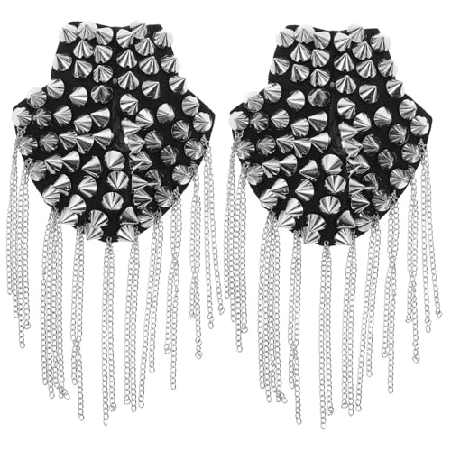 DECORNIJIA 2 Stück Teiliges Silbernes Fransen Epauletten mit Niet Design Punk Schulterklappen Brosche Retro Tassel Kette Langlebiges Modisches Kostüm Accessoire für Party und Bühne DECORNIJIA 2 Stück Teiliges Silbernes Fransen Epauletten mit Niet Design Punk Schulterklappen Brosche Retro Tassel Kette Langlebiges Modisches Kostüm Accessoire für Party und Bühne von DECORNIJIA