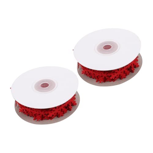 DECORNIJIA 2 Stück Weihnachtliche Geschenkband Schneeflocken Muster Rot Flexible Dekobänder für Geschenkverpackung DIY Schleifen Party und Festtagsdekoration von DECORNIJIA