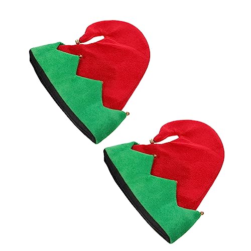 DECORNIJIA 2 Stück Weihnachtsmütze Teiliges Weihnachts Elfenmütze mit Glocken Komfortabel Passend für Xmas Cosplay Party und Familienfeier Festliche Kopfbedeckung von DECORNIJIA