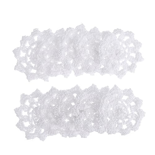 DECORNIJIA 20 Stück Blumen Von Hand Gehäkelt Deckchen Aus Baumwolle Klein Drinnen Runden Baumwoll-häkelpatch Beige Blumenapplikation Gehäkelte Spitzenapplikationen Blumen- Baumwollfaden Weiß von DECORNIJIA