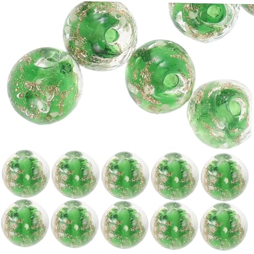 DECORNIJIA 20 Stück Grüne Glasperlen zum Basteln Leuchtende DIY Schmuckperlen mit Langlebige Bruchfeste Rundperlen für Armbänder Halsketten und Haaraccessoires von DECORNIJIA